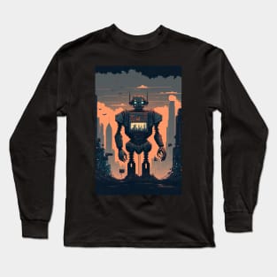 Giant futuristic robot attacking the city Long Sleeve T-Shirt